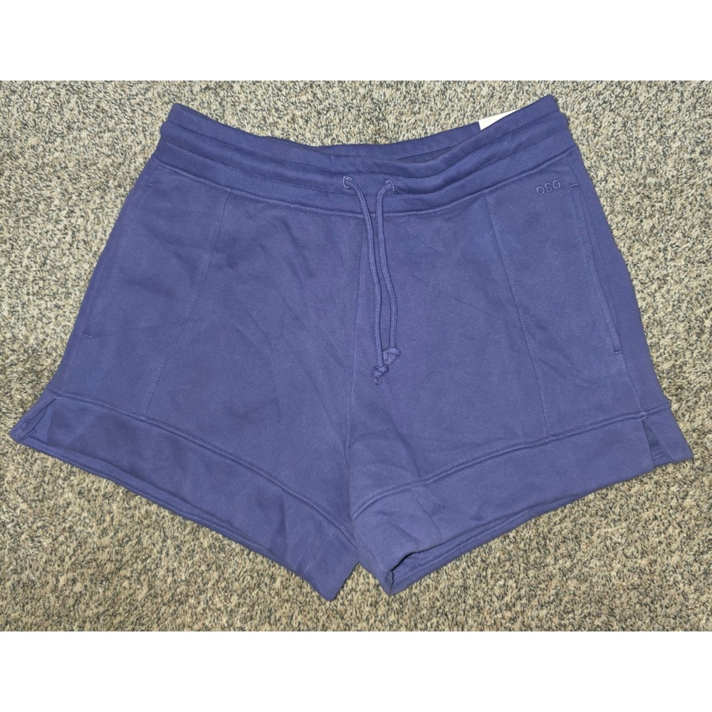 DSG Womens Classic Fleece Mid-Rise Shorts Indigo Blue Relaxed Fit Small NWT